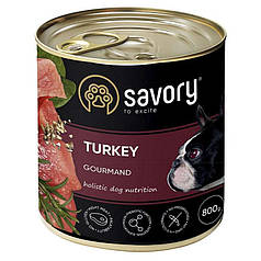 Savory Dog Gourmand Turkey Вологий корм з м'ясом індички для дорослих собак гурманів всіх порід 800г