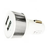 Зарядний пристрій 12584 автомобільний 2 USB 2.1A (White Silver) | Автозарядка