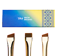 Zola Набір пензлів для фарбування брів BROW BRUSHES UKRAINIAN EDITION професійний