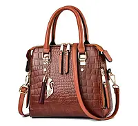Модна жіноча сумка на плече, сумочка для дівчини, жінки під рептилію Коричневий екошкіра