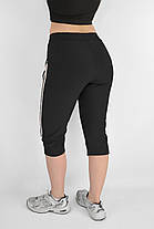 Бриджі жіночі спортивні в яскравих кольорах капрі 2 смужки з кишенями Tovta (Угорщина) Чорний колір 2XL, фото 3