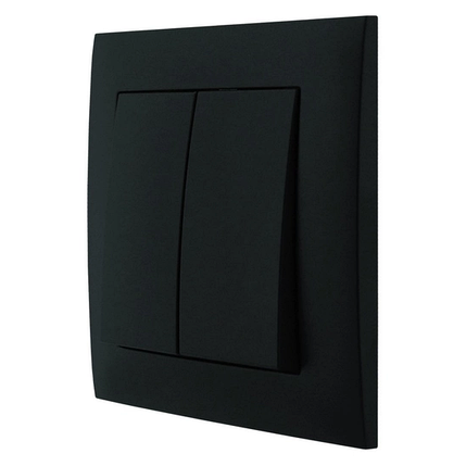 Вимикач Marshel Ideal 2-клавішний чорний VS10-300-B, фото 2