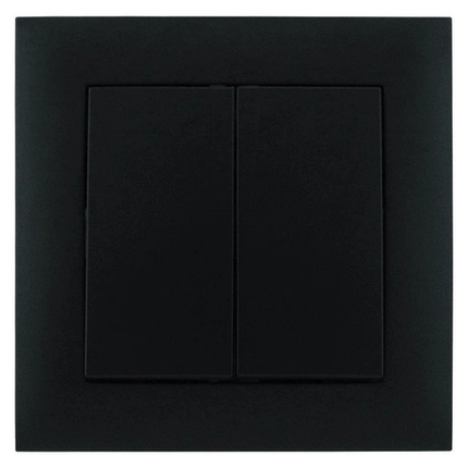 Вимикач Marshel Ideal 2-клавішний чорний VS10-300-B, фото 1