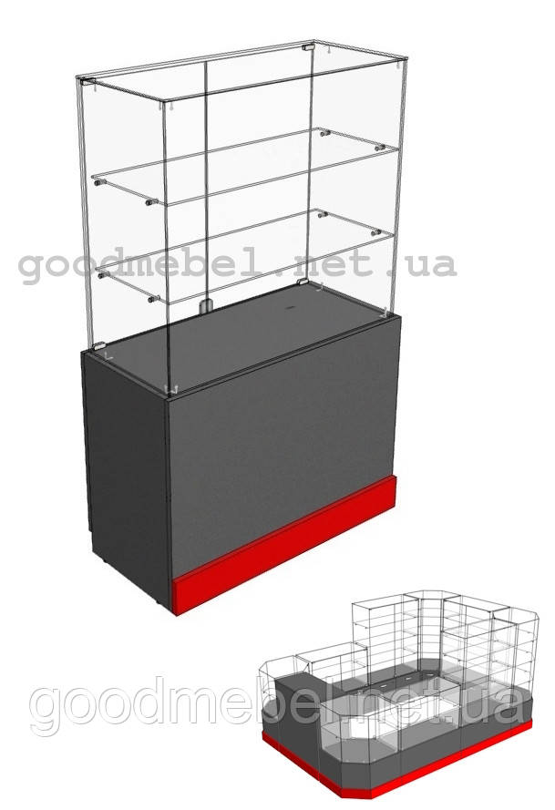 Вітрина скляна для острівця, висока 11-02