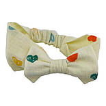 Пов'язка дитяча 46-52 розмір бавовна для дівчинки на голову головні убори молочний (ПД296), фото 2