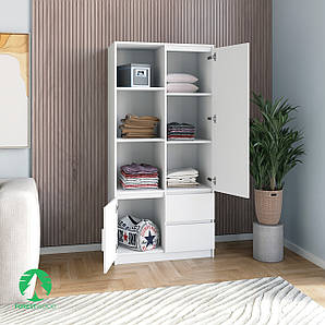 Шафа для одягу з полками на 2 висувних шухляди без ручок з ДСП