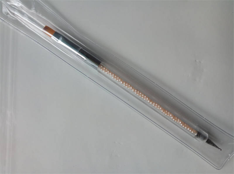 Пензель для гелю + дотс (ручка з бежевим перлами)