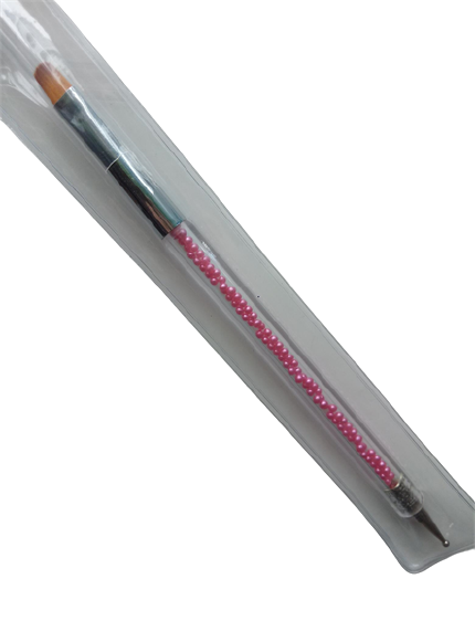 Пензель для гелю + дотс (ручка з рожевим перлами)