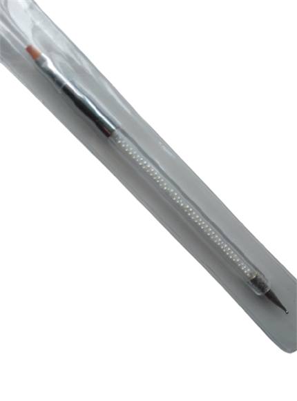 Пензель для гелю + дотс (ручка з білим перлами)