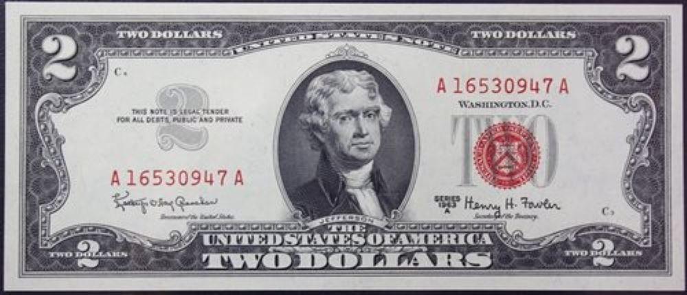 Купить Купюра 2 Доллара США 1963 год UNC, цена 1200 ₴ — Prom.ua (ID ...