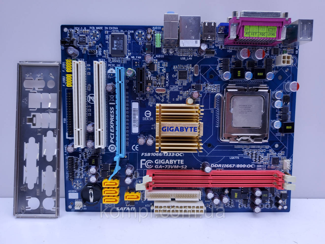 Материнська плата Gigabyte GA-73VM-S2 +E6700 s775 DDR2, фото 1