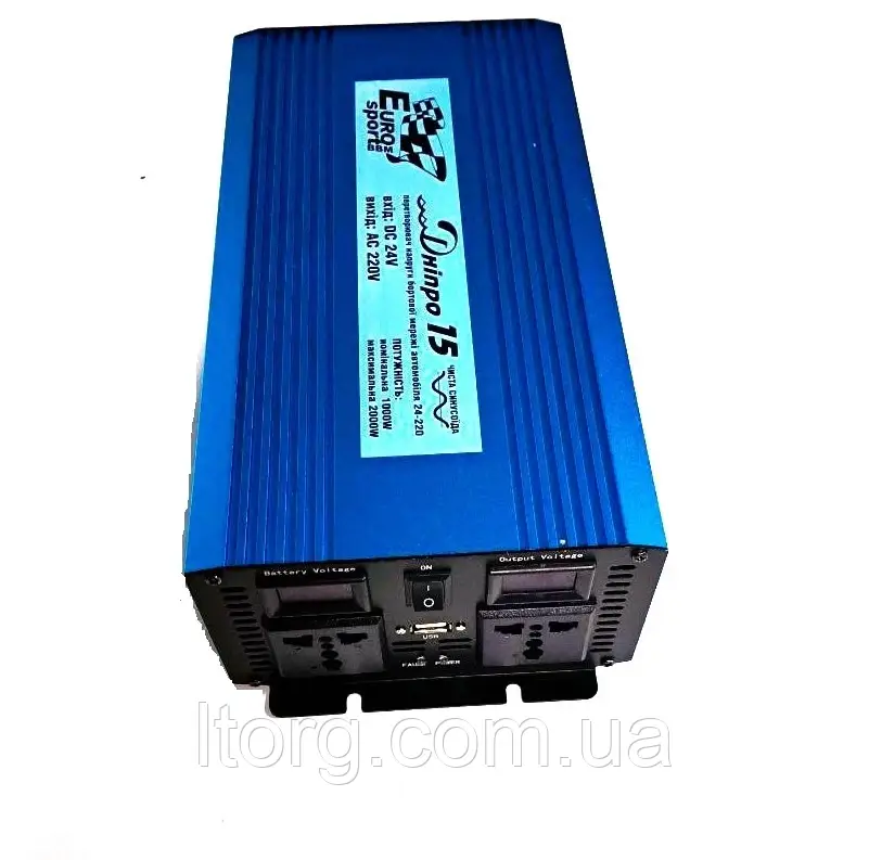 Інвертор (Дніпро 15) 24/220-1000Вт-2000Вт чистий синусоїда, фото 1
