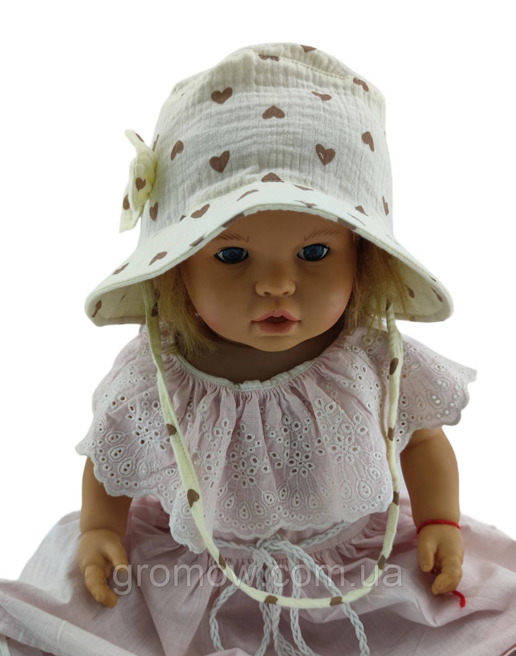 Панама дитяча 48, 50, 52, 54 розмір бавовна для дівчинки панамка головні убори молочний (ПД301), фото 1