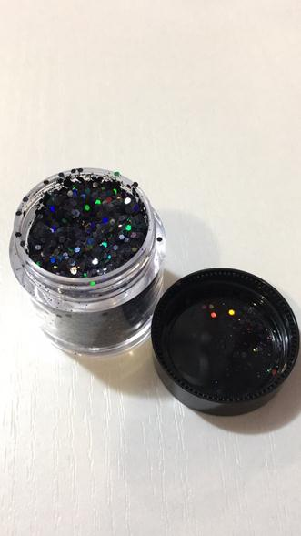 Блискітки + конфеті багатогранник чорні