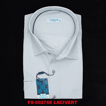 Сорочка чоловіча, прямого покрою, з коротким рукавом, FITMENS FS-002768 LACIVERT 90% бавовна 10% поліестер