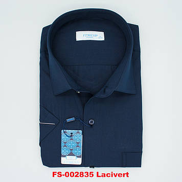 Сорочка чоловіча, прямого покрою, з коротким рукавом, FITMENS FS-002835 Lacivert 90% бавовна 10% поліестер