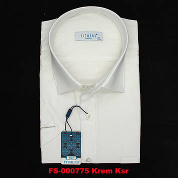 Сорочка чоловіча, прямого покрою, з коротким рукавом, FITMENS FS-000775 Krem Ksr 80% бавовна 20% поліестер