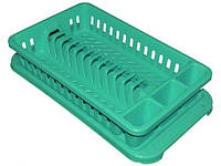 Сушарка пластикова для посуду з піддоном (12тар.) (бірюзова) ТМ КОНСЕНСУС (код 390943)