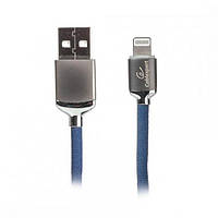 Кабель Apple Lighting to USB для iPhone5, 1.0m, Cablexpert CCPB-L-USB-07B, премиум, 2.4А, синий, оплетка,