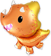 Фольгована фігурна куля "Дитина Трицератопса помаранчевий". Розмір: 82см*76см. Пр-во: FlexMetal (Іспанія)