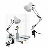 Лампа LUO-02 настільна на гнучкій ніжці / гнучкий світильник, на струбцині Білий, фото 2