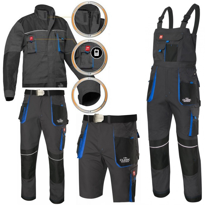 Захисний костюм спецодягу напівкомбінезон, куртка, штани, шорти, комплект для робітників чоловіча роба спецівка польша