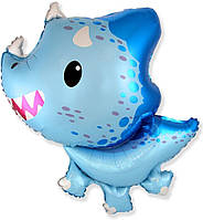 Фольгована фігурна куля "Дитина Трицератопса блакитний". Розмір: 82см*76см. Пр-во: FlexMetal (Іспанія)