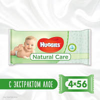 Детские влажные салфетки Huggies Natural Care 56 х 4 шт (5029053550183) (код 1324757)
