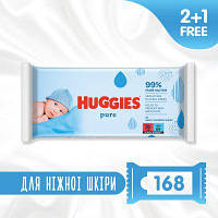 Дитячі вологі серветки Huggies Ultra Comfort Pure 56 х 3 шт (5029053550091) (код 1336449)