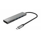 Концентратор Trust HALYX FAST 3USB+CARD READER USB-C ALUMINIUM (24191_TRUST) (код 1247868)