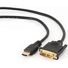 Кабель HDMI/DVI 7,5м Cablеxpert (CC-HDMI-DVI-7.5MC) HDMI папа/dvi 18+1 пин (single-link) папа, позолочені