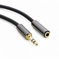 Удлинитель Audio Jack 3.5 мм, 3 м, Black, 30AWG, позолоченные контакты (KBA1641) (код 278628)