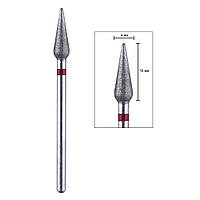 Насадка для фрезера алмазная "Конус" закругленный 4.0/10мм красная насечка