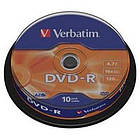 Диск DVD-R 10 Cake VERBATIM 4.7 GB, 16X (43523) (код 186714)