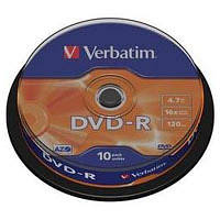Диск DVD-R 10 Cake VERBATIM 4.7GB, 16X (43523) (код 186714)