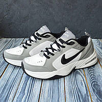 Кросівки чоловічі Nike Air Monarch білі з сірим. Молодіжні кросівки 41-46 Найк Монарх