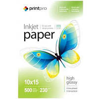 Бумага PrintPro глянцевая, 10x15, 230 г/м, 500 шт (PGE2305004R) (код 195894)