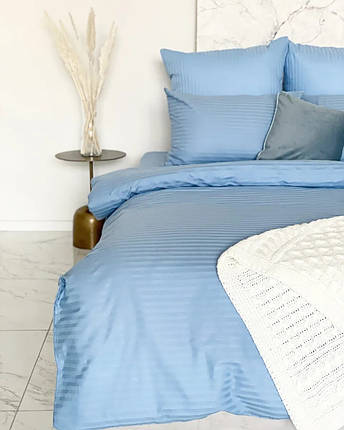 "Блакитний" Комплект постільної білизни полуторний 150/210 см, нав-кі 70/70, тканина сатин, 100% складається з бавовни, фото 2
