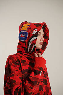 Толстовка Bape A Bathing Ape Shark Red Camo Unisex Full Zip