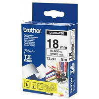 Лента Brother (TZE241) 18mm*8m ламинированная, Black-on-White (код 791668)