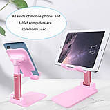 Тримач для телефона, планшета iMount PHONE STAND металевий, складаний Рожевий, фото 8
