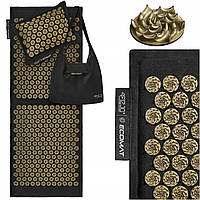 Килимок акупунктурний з подушкою 4FIZJO Eco Mat XL Аплікатор Кузнєцова 4FJ0291 Black/Gold