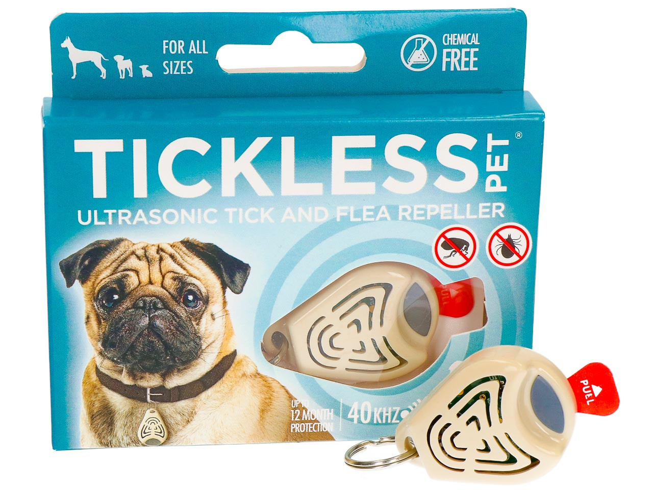 Ультразвуковий відлякувач бліх та кліщів для собак Tickless Pet від собачих кліщів бежевий