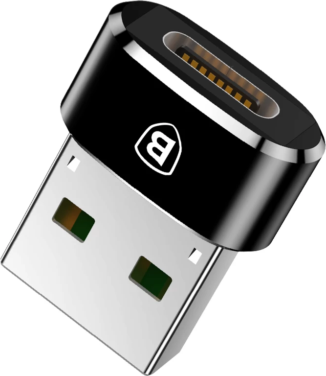 Адаптер Baseus USB Male to Type-C Female Adapter Converter black (CAAOTG-01), фото 1