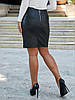 Коротка спідниця з еко-шкіри + замш весна-осінь розміри норма, фото 6