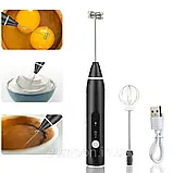 Портативний ручний міксер капучінатор з USB-зарядкою, ідеально підходить для збивання молока., фото 5