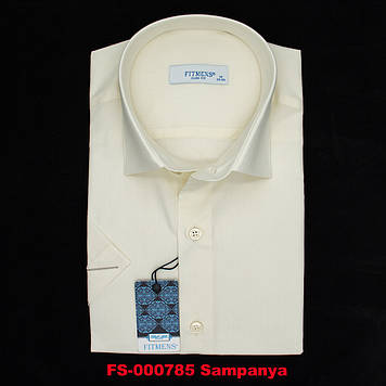 Сорочка чоловіча, приталена (Slim Fit), з коротким рукавом, FITMENS FS-000785 Sampanya 80% бавовна 20%