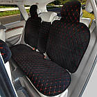 Накидки на сидіння алькантара LUX стьобані комплект Чорно-червоні, фото 3