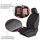 Накидки на сидіння алькантара LUX стьобані комплект Чорно-червоні, фото 4