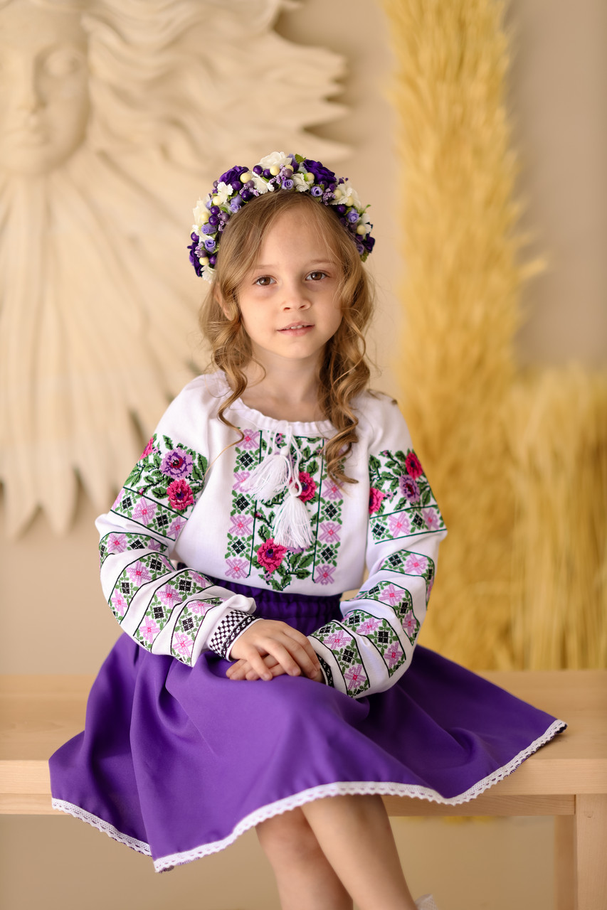 Вишиванка для дівчинки Святкова фіолетова